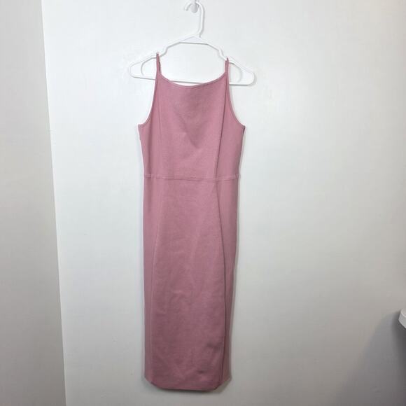 Express Pink Sweater Sheath Fitted Sleeveless Girly Midi Dress Size Medium - Picture 1 of 8